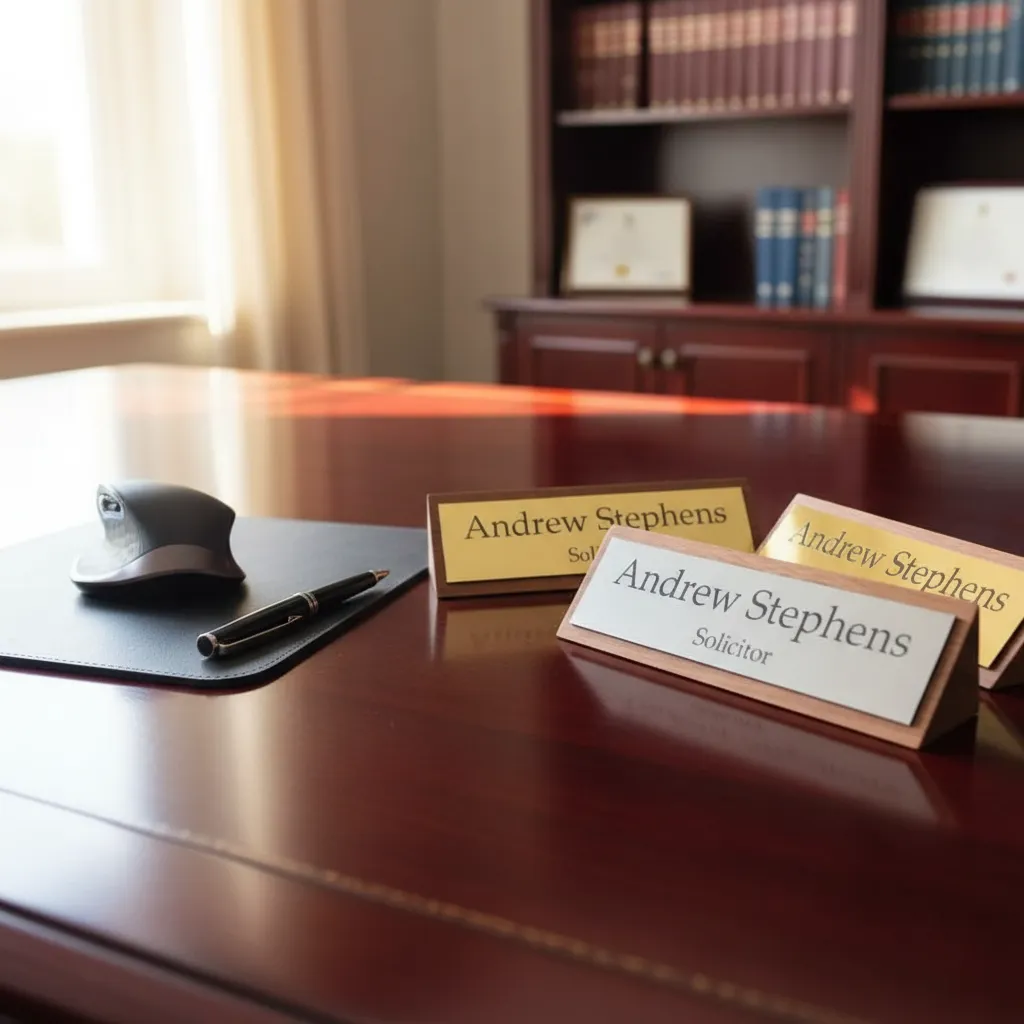 Placa De Identificación Escritorio Personalizada De Madera