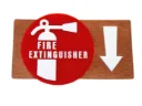 Señal de extintor de incendios de madera y acrílico: Señal de seguridad