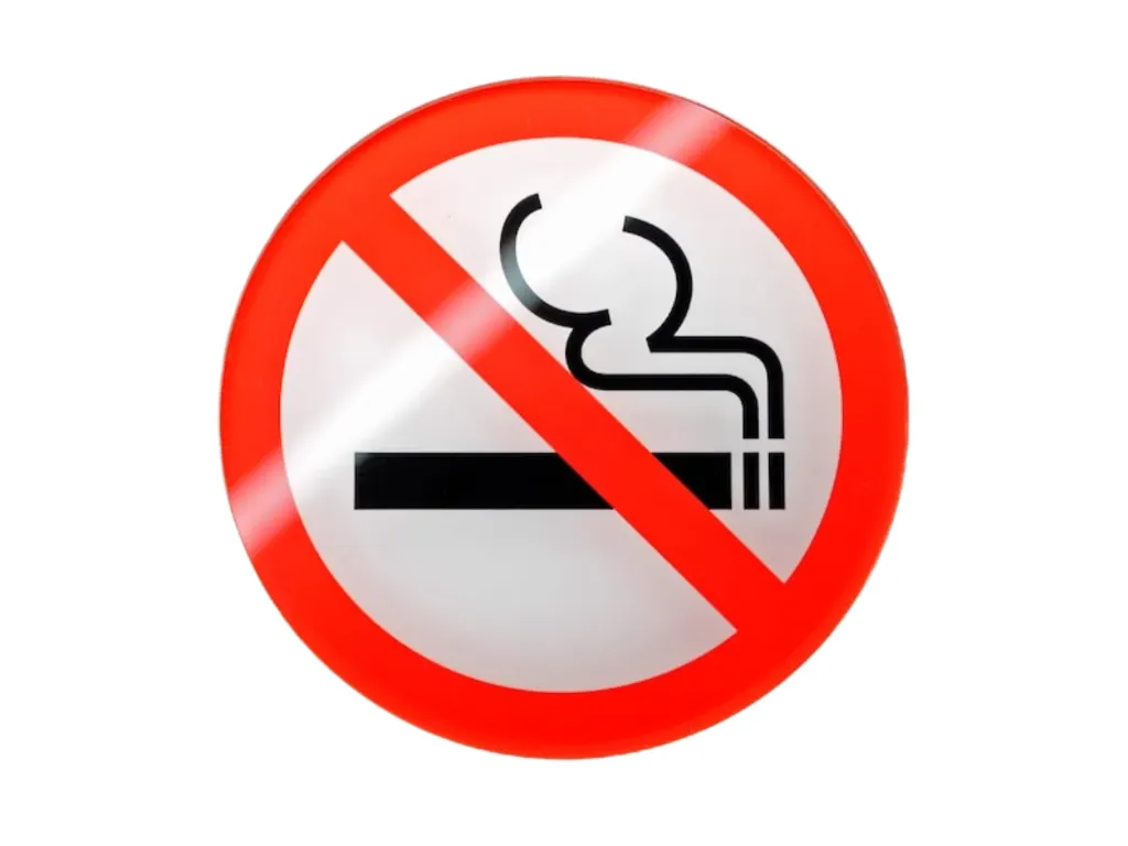 Letrero acrílico “No fumar” en forma redonda