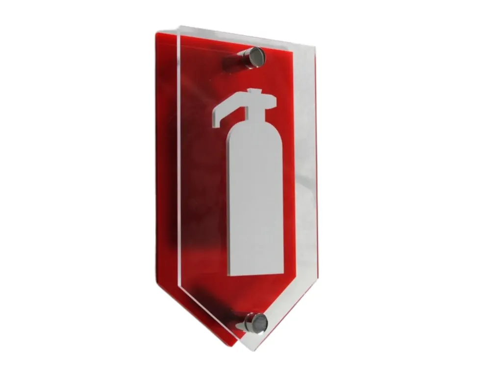 Letrero reflectante 3D de lujo para extintor con separadores metálicos / Señalización de seguridad acrílica premium