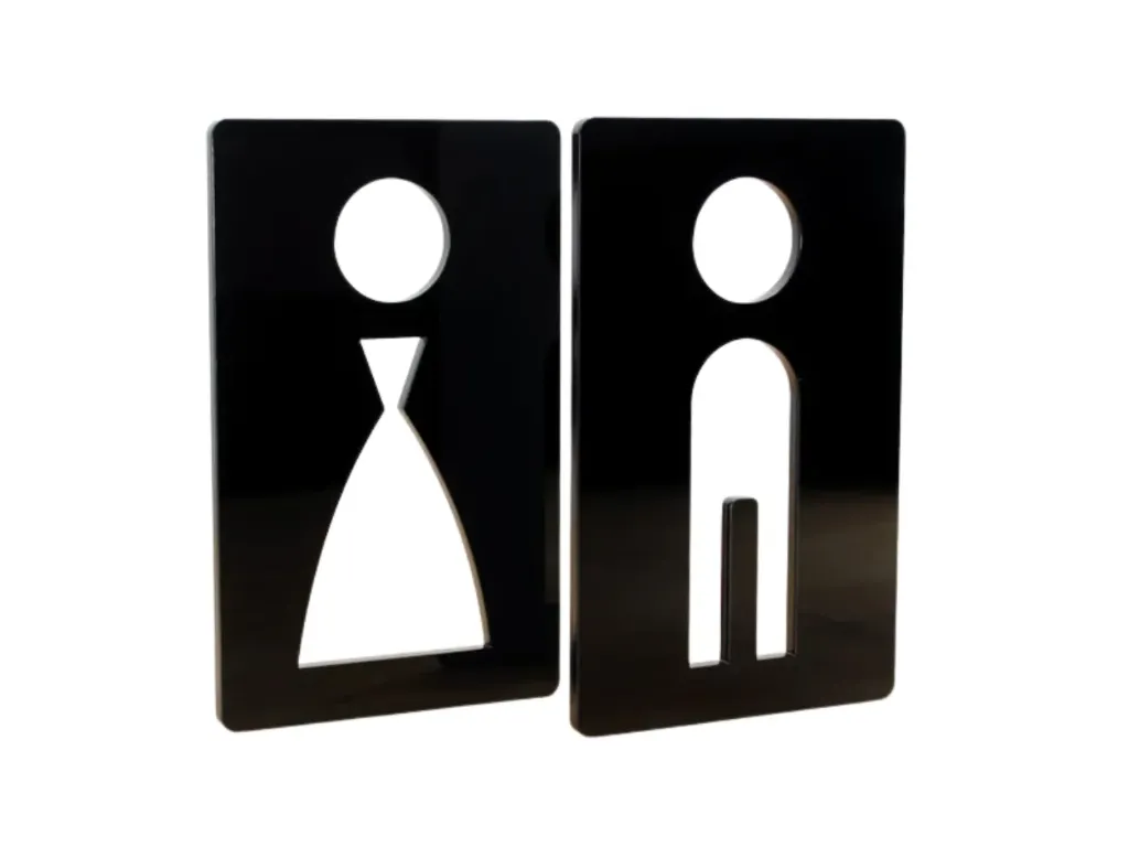 Juego de letreros WC acrílicos para señalización de hoteles y restaurantes