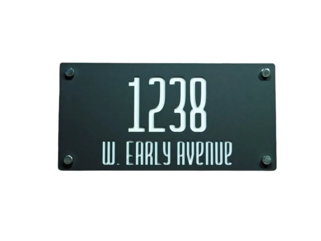 Letrero de dirección acrílico moderno: placa numérica de dos capas