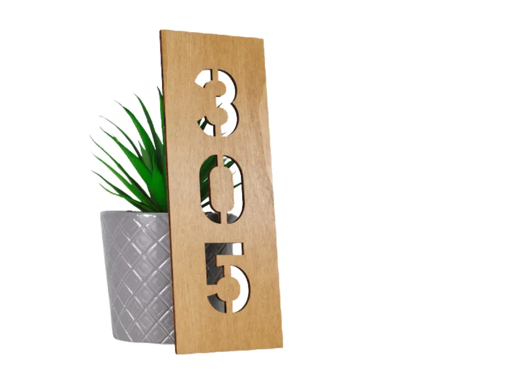 Letrero con número de habitación hecho de madera para señalización de hotel, letrero para puerta de apartamento