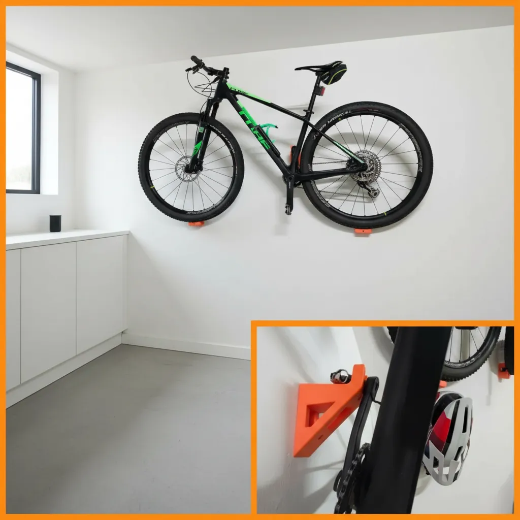Soporte para bicicleta montada en pared, gancho para casco