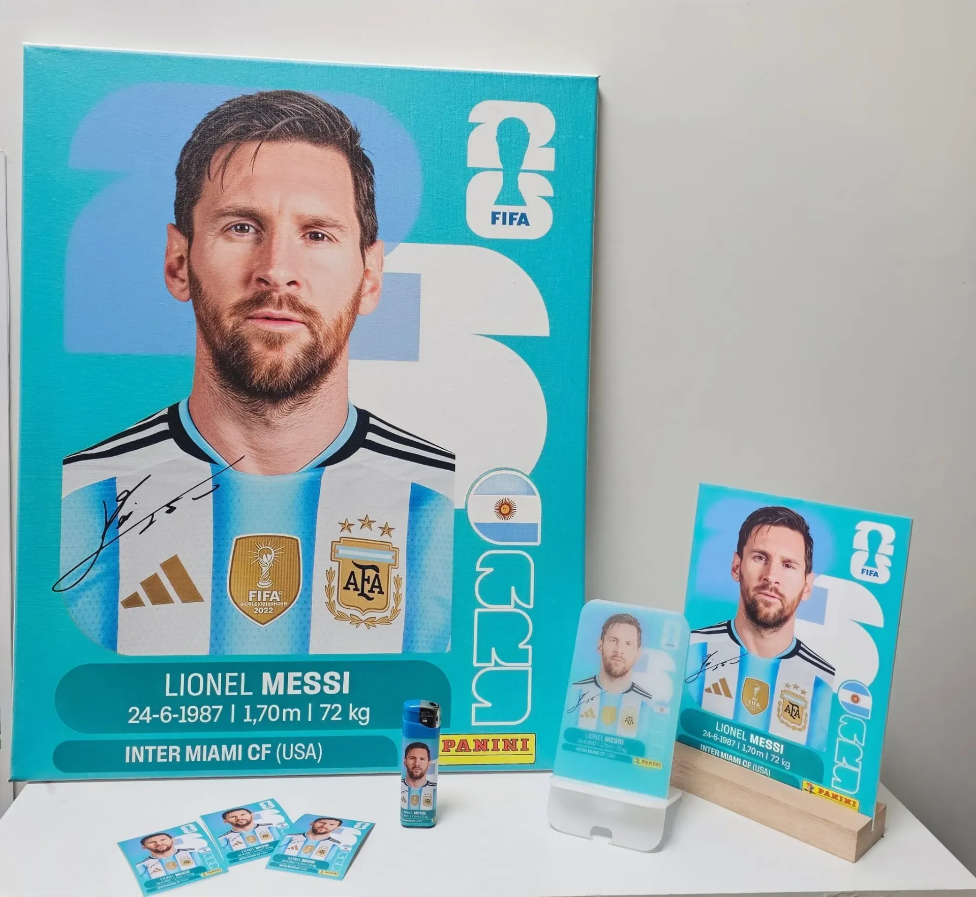 Cuadro Personalizado Messi, Soporte Para Teléfono, Stickers