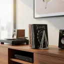 Soporte para discos de vinilo con estante para 'Reproduciendo ahora'