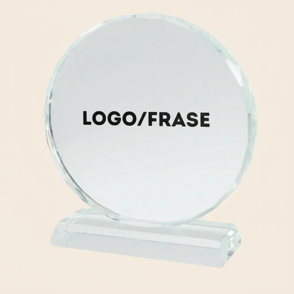 Reconocimiento / Trofeo circular de vidrio