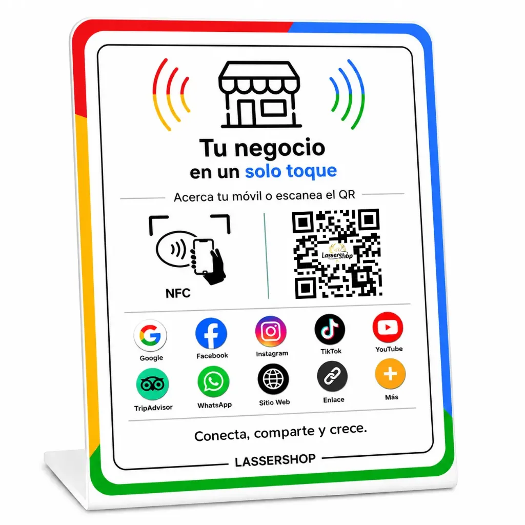 Placa QR + NFC Personalizada | Google, WhatsApp, Instagram y Más