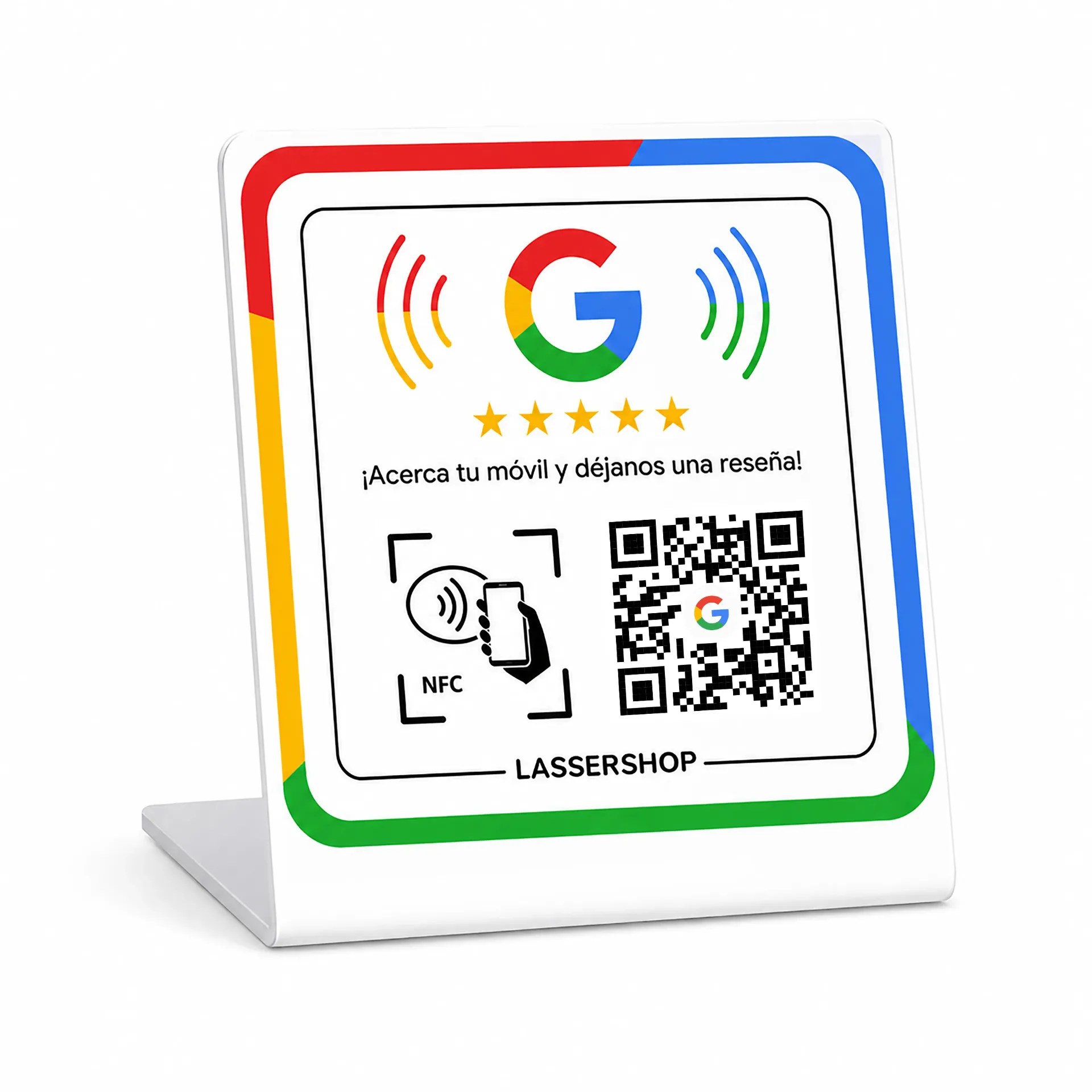 Cartel QR + NFC para Reseñas de Google