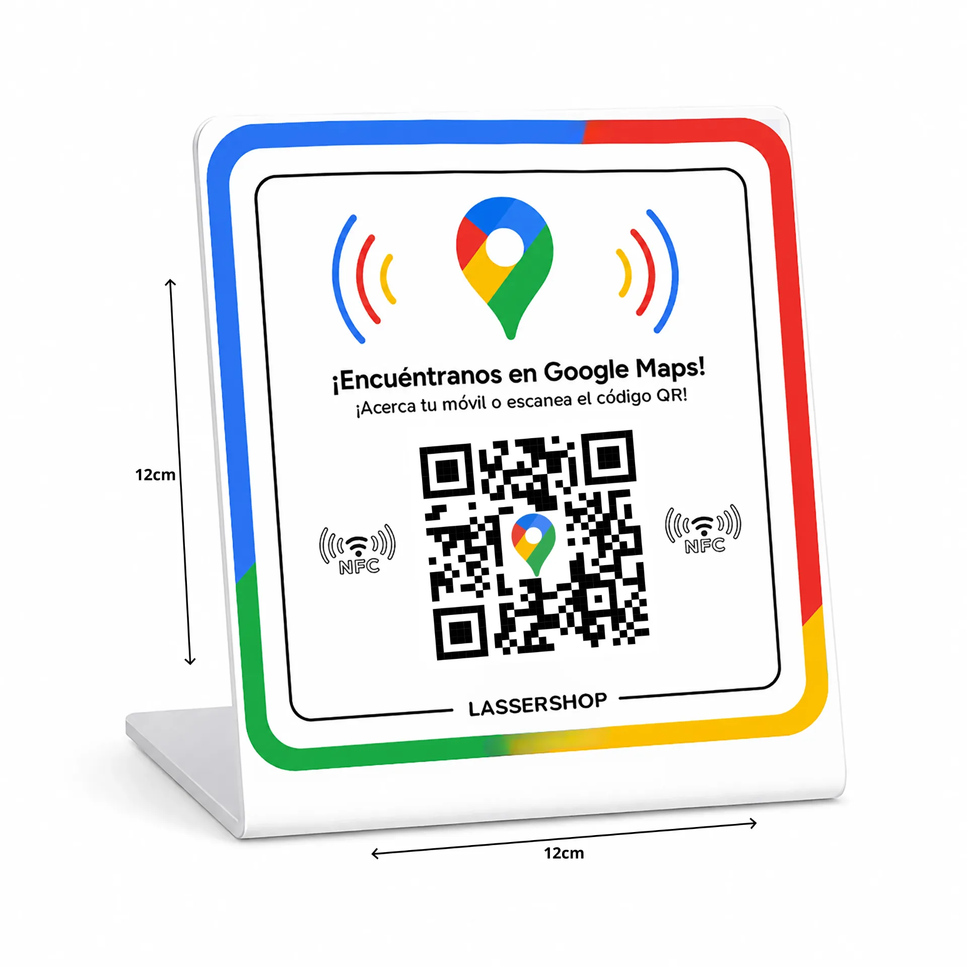 Cartel Acrílico QR + NFC para Google Maps | Personalizado