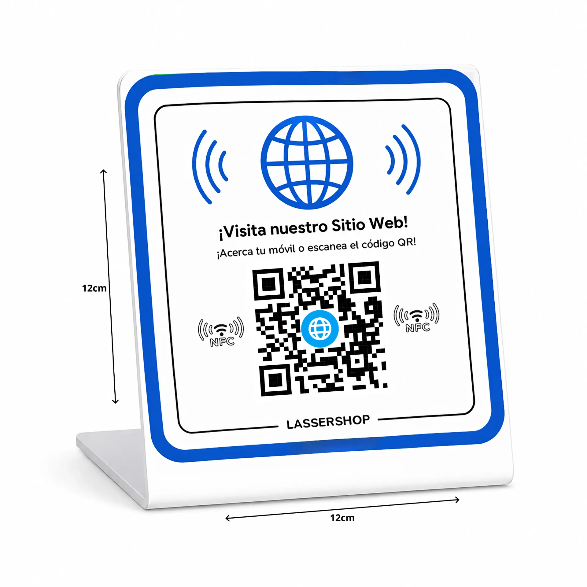 Cartel Acrílico QR + NFC para Sitio Web | Personalizado